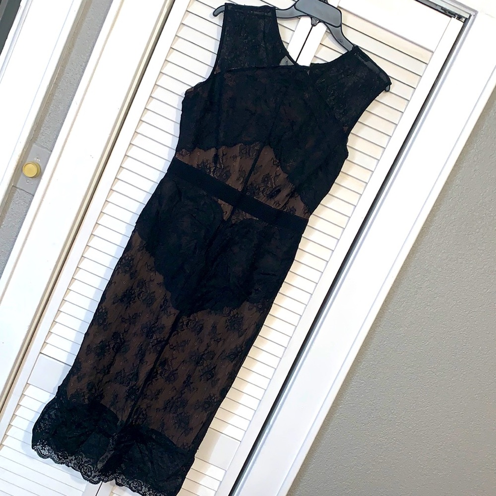 Lace Black & Nude Dress